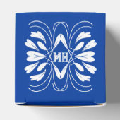 Monogrammed Elegant Royal Blue Custom Favor Box Bedankdoosjes (Bovenkant)