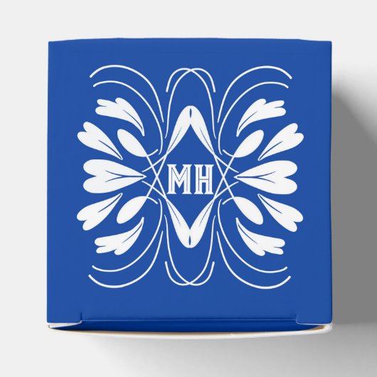 Monogrammed Elegant Royal Blue Custom Favor Box Bedankdoosjes (Bovenkant)