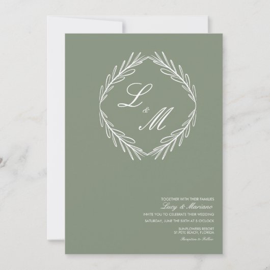Monogrammed Elegant Script Branch Wedding Logo Kaart (Voorkant)