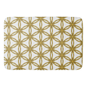 Monogrammed Elegant White en Gold Geometric Badmat
