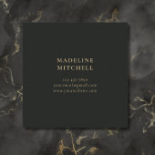 Monogrammed Elegant Zwart Goud Vierkante Visitekaartje