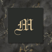 Monogrammed Elegant Zwart Goud Vierkante Visitekaartje