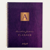 Monogrammed elegante paarse gouden moderne 2025 planner (Voorkant)