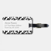 Monogrammed-elementen wit en ebony afdrukken bagagelabel (Achterkant horizontaal)