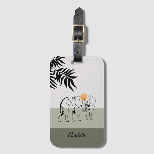 Monogrammed "Elephant Lover"-Bagagelabel Bagagelabel (Voorkant (verticaal))
