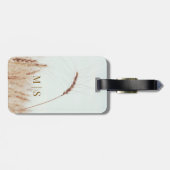 Monogrammed enkele gouden tarwe hoofd op licht bagagelabel (Achterkant horizontaal)