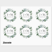 Monogrammed Envelop Seal Emerald Bos Bladgroen Ronde Sticker (Vel)