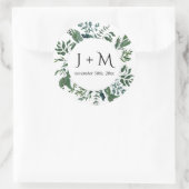 Monogrammed Envelop Seal Emerald Bos Bladgroen Ronde Sticker (Tas)