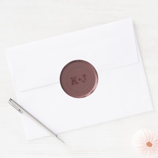 Monogrammed Envelope Seal - Blushing Champagne Ronde Sticker (Envelop)