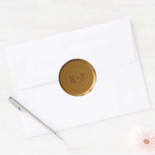 Monogrammed Envelope Seal - Goud Ronde Sticker (Envelop)