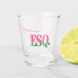 Monogrammed ESQ. Ombre Pink & Green Shot Glass Shot Glas