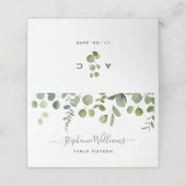 Monogrammed Eucalyptus Bruiloft Gevouwen Plaats Ka (Buitenkant ongevouwen)