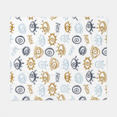 Monogrammed Evil Eye Pattern | Add Name Fleece Bla Deken (Voorkant (Horizontaal))