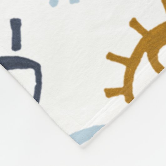 Monogrammed Evil Eye Pattern | Add Name Fleece Bla Deken (Hoek)