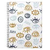 Monogrammed Evil Eye Pattern | Naam toevoegen Noti Notitieboek (Voorkant)