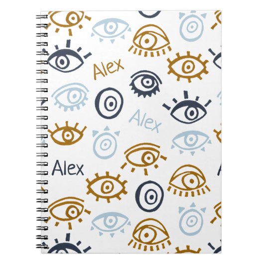 Monogrammed Evil Eye Pattern | Naam toevoegen Noti Notitieboek (Voorkant)