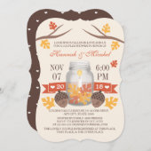 Monogrammed Fall Leaves Mason Jar Couples Shower Kaart (Voorkant / Achterkant)