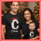 Monogrammed Familie Kerstgewei Santa Hat T-shirt