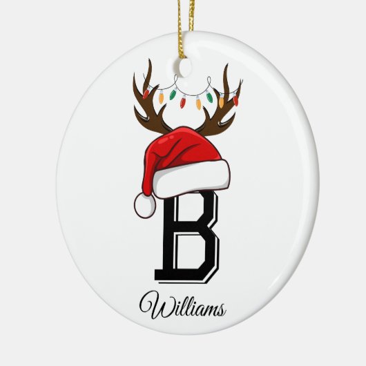 Monogrammed Familie Sinterklaas Kerstmis Keramisch Ornament (Links)