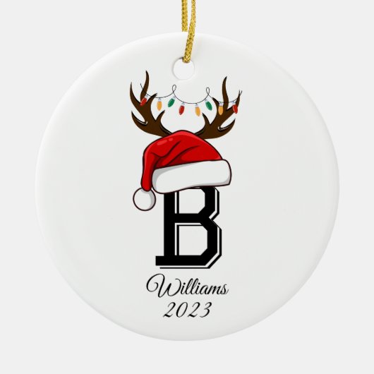 Monogrammed Familie Sinterklaas Kerstmis Keramisch Ornament (Voorkant)