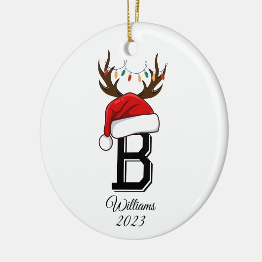 Monogrammed Familie Sinterklaas Kerstmis Keramisch Ornament (Links)