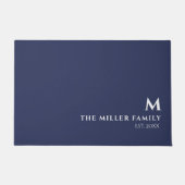 Monogrammed familienaam Datum vaststellen | Blauw Deurmat (Voorkant)
