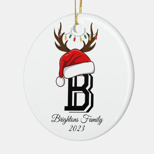 Monogrammed familienaam sinterklaas kerst keramisch ornament (Links)