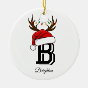 Monogrammed familienaam sinterklaas kerst keramisch ornament