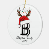 Monogrammed familienaam sinterklaas kerst keramisch ornament (Links)