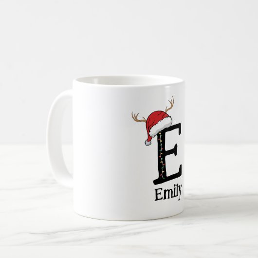 Monogrammed Family Christmas Personalize With Name Koffiemok (Voorkant links)
