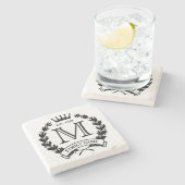 Monogrammed Family Logo Stone Onderzetter (Zijkant)