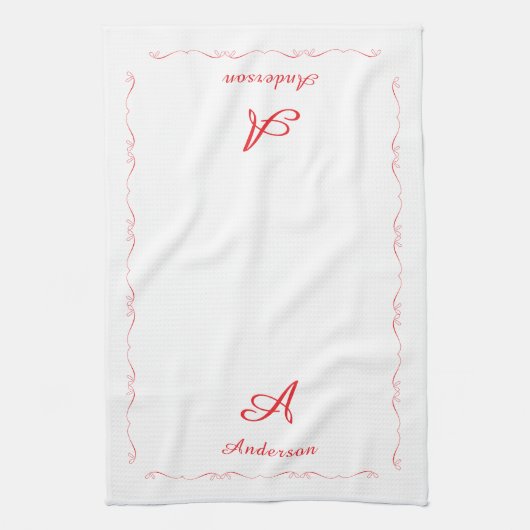 Monogrammed Family Name Theedoek (Verticaal)