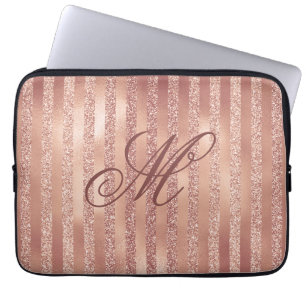 Monogrammed Faux Roos Gold-laptophoes van 13 inch Laptop Sleeve