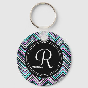 Monogrammed Feminine Tribal Chevron Pattern Sleutelhanger