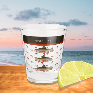 Monogrammed Fishermen Fly Fishing Brook Trout Shot Glas