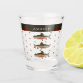 Monogrammed Fishermen Fly Fishing Brook Trout Shot Shot Glas (Voorkant)