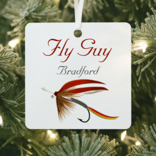 Monogrammed Fishermen Fly Fishing lure Metalen Ornament