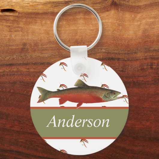 Monogrammed Fishermen Fly Fishing Salmon lure Sleutelhanger (Voorkant)