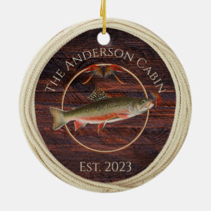 Monogrammed Fishermen Vliegforel Keramisch Ornament