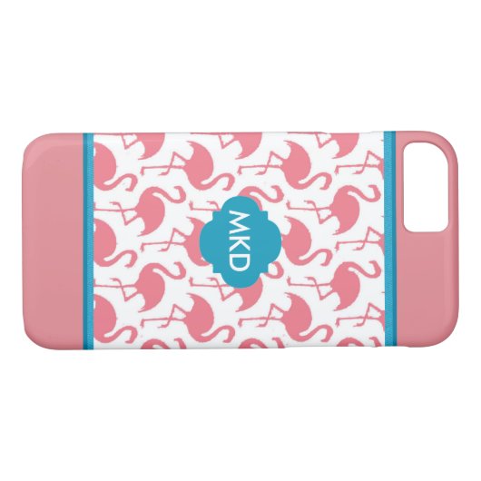 Monogrammed Flamingo iPhone Case (Achterkant (Horizontaal))