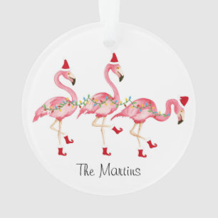 Monogrammed Flamingo Kerstversiering Ornament