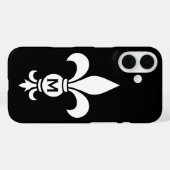 Monogrammed Fleur De Lis Eenvoudig Zwart-Wit Case-Mate iPhone Case (Achterkant (horizontaal))