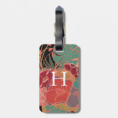 Monogrammed Floral Bohemian  Bagagelabel (Achterkant verticaal)