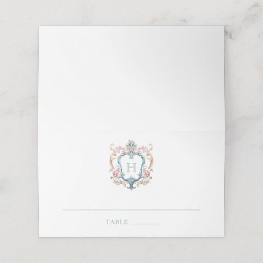  Monogrammed Floral Crest Wedding (Buitenkant ongevouwen)