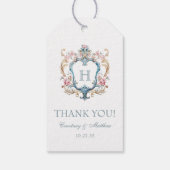  Monogrammed Floral Crest Wedding Bedankt Cadeaulabel (Achterkant)