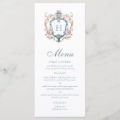  Monogrammed Floral Crest Wedding Menu (Voorkant)
