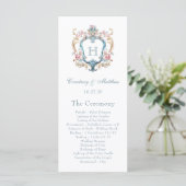  Monogrammed Floral Crest Wedding Programma (Staand voorkant)