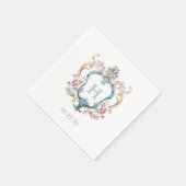 Monogrammed Floral Crest Wedding Servet (Hoek)