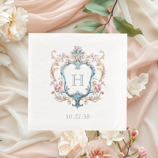 Monogrammed Floral Crest Wedding Servet