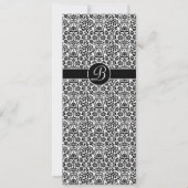 Monogrammed Floral Damask Foto bewaart de Datum Ka Kaart (Achterkant)